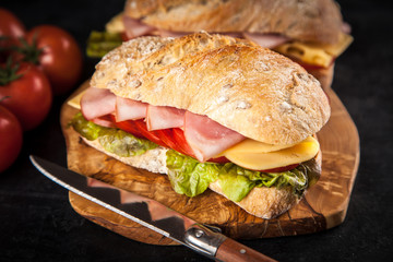 Delicious ciabatta sandwich
