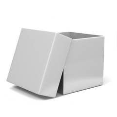 Realistic Package Cardboard open gift Box on white background. For small items and other things. 3d render illustration.
