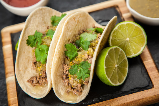 Mexican tacos with beef