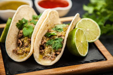 Mexican tacos with beef