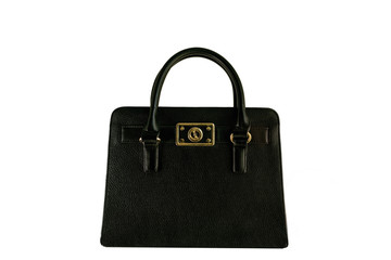 Vintage black briefcase with gold buckle