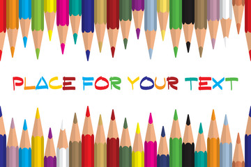 Seamless colored pencils row with wave on lower side. Flat design. Vector illustration eps10