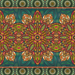 Ornate floral seamless texture, endless pattern with vintage mandala elements.