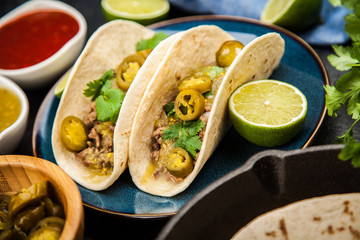Mexican tacos with beef
