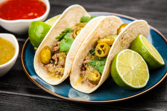 Mexican tacos with beef