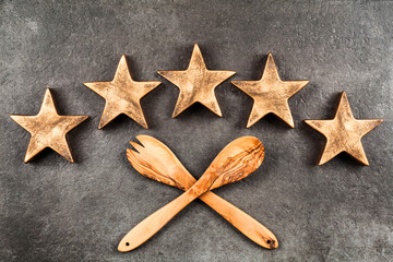 Five stars on dark background