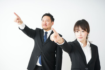 Business person pointing to future