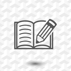 open book and pencil icon stock vector illustration flat design