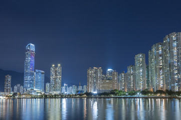 Fototapeta na wymiar Skyline of Hong Kong city at night