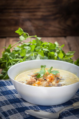 Hot mushroom soup.