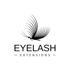 Eyelash extension logo. Vector black and white illustration in a modern style