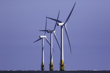 Offshore wind turbines. Renewable energy source.