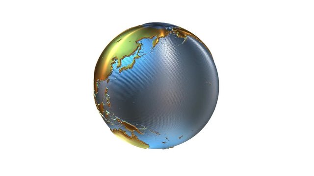 Metal earth globe rotating on a white background. Loop.