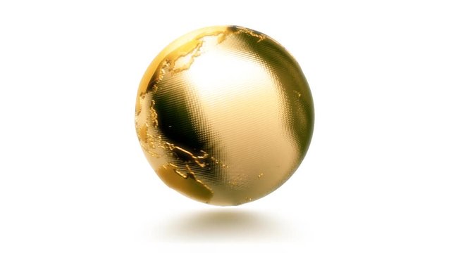 Golden earth on a white background with shadow.