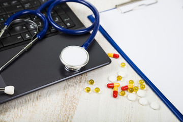 Doctor workplace with a stethoscope