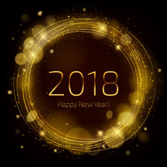 Obraz na płótnie Canvas Golden glow 2018 new year vector illustration.