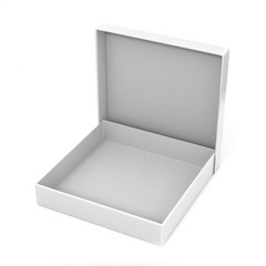 Realistic Package Cardboard open gift Box on white background. For small items and other things. 3d render illustration.