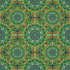 Ornate floral seamless texture, endless pattern with vintage mandala elements.