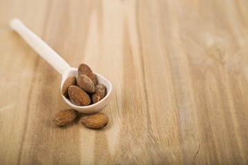 Almonds in a spoon