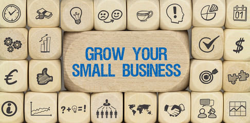 Grow Your Small Business / Würfel mit Symbole