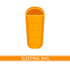 Vector illustration of sleeping bag. Camping icon in flat style isolated on white background.