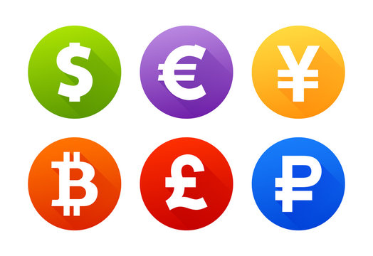 Currency icons with shadow