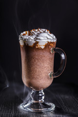 Hot chocolate with whipped cream and caramel