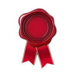 Red wax seal with split ribbon