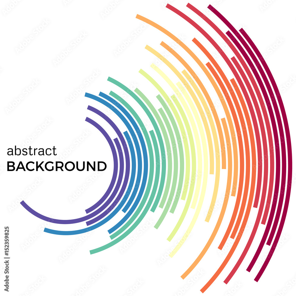 Poster abstract background with bright rainbow colorful lines. colored circles with place for your text on 