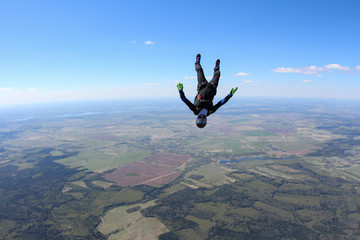 Skydiver in head down position