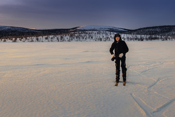 Tourist in Russian Lapland, Kola Peninsula