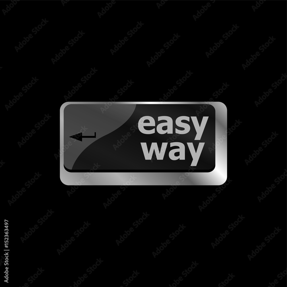 Poster easy way button on the keyboard close-up