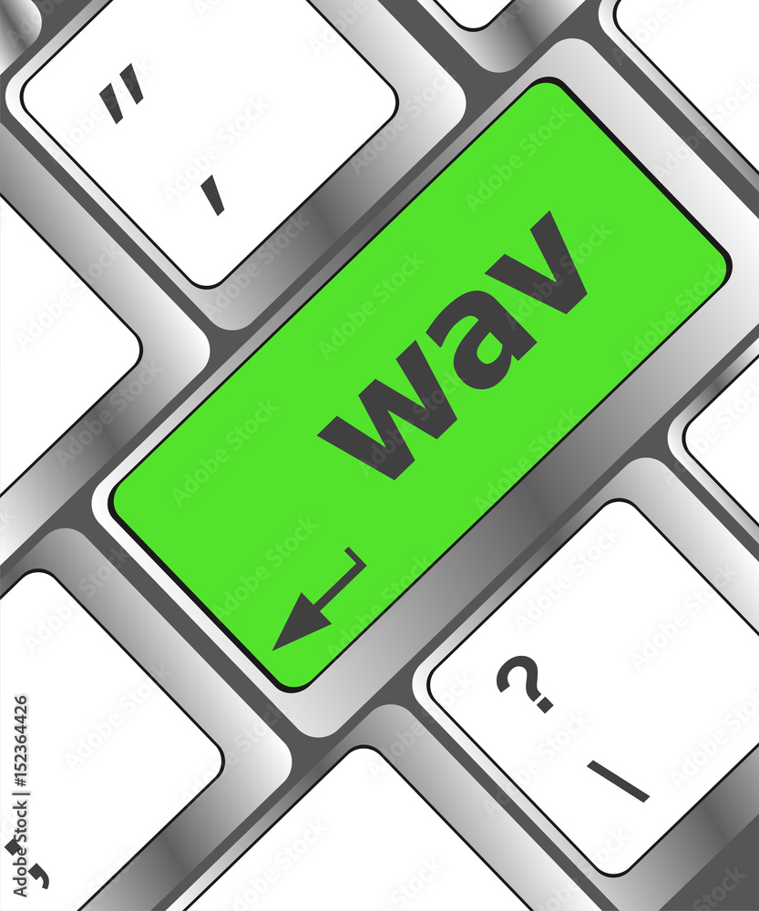 Poster wav word on keyboard keys button. laptop enter icon