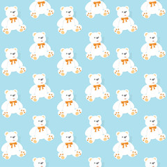 Seamless pattern with bears on a blue background.