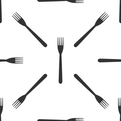 Fork icon seamless pattern on white background. Vector Illustration