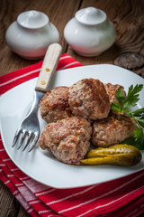 Meatball with parsley.