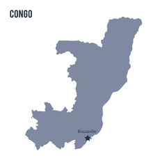 Obraz premium Vector map of Congo isolated on white background.
