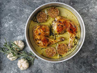 rustic italian roast chicken with garlic and rosemary