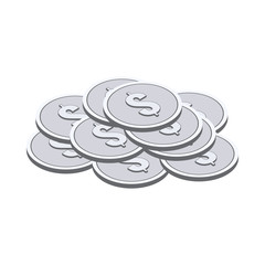 Silver coins symbol. Flat Isometric Icon or Logo. 3D Style Pictogram for Web Design, UI, Mobile App, Infographic.