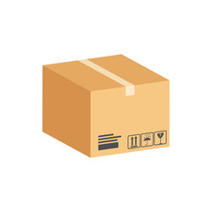Cardboard Box, Parcel symbol. Flat Isometric Icon or Logo. 3D Style Pictogram for Web Design, UI, Mobile App, Infographic.