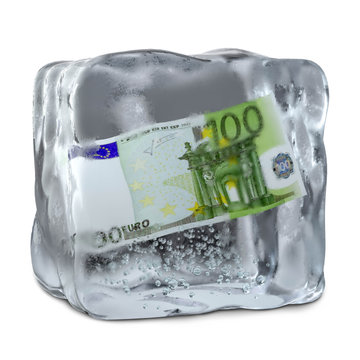 Geldschein imn Eisw&uuml;rfel
