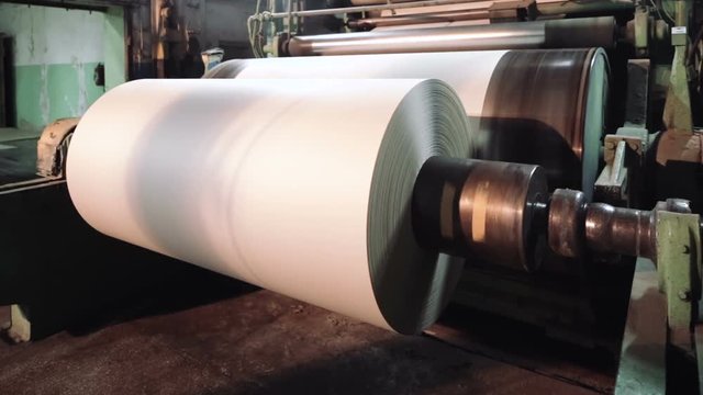 Paper production machine. Processing of secondary resources. Paper recycling. Large enterprise