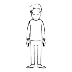 blurred silhouette cartoon full body faceless man with beard and moustache with clothing vector illustration