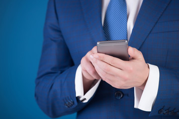 business office man or businessman with mobile phone