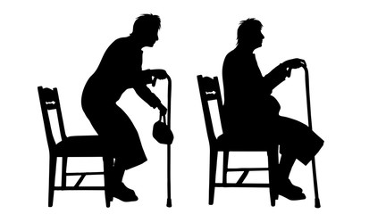 Vector silhouette of woman on white background.