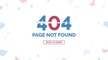 404 Error, Page not found with return home button, webdesign vector