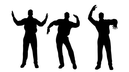 Vector silhouette of man on white background.