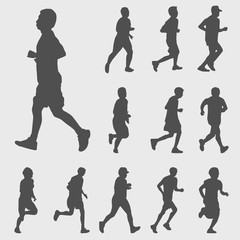 Running silhouettes vector