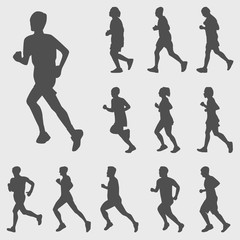 Running silhouettes vector set