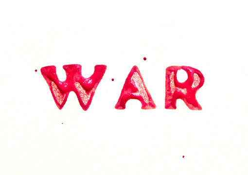 War Stamp Print Text in Blood Colored Paint